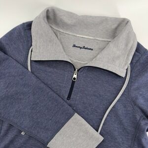 Tommy Bahama Womens Blue Heathered Quarter Zip Pullover Tunic Dress 2XL